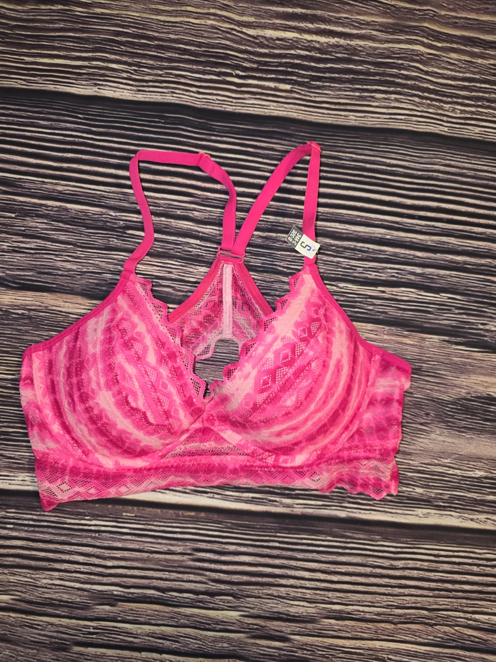 PINK Victoria's Secret Hot Pink Lace Wireless Bralette